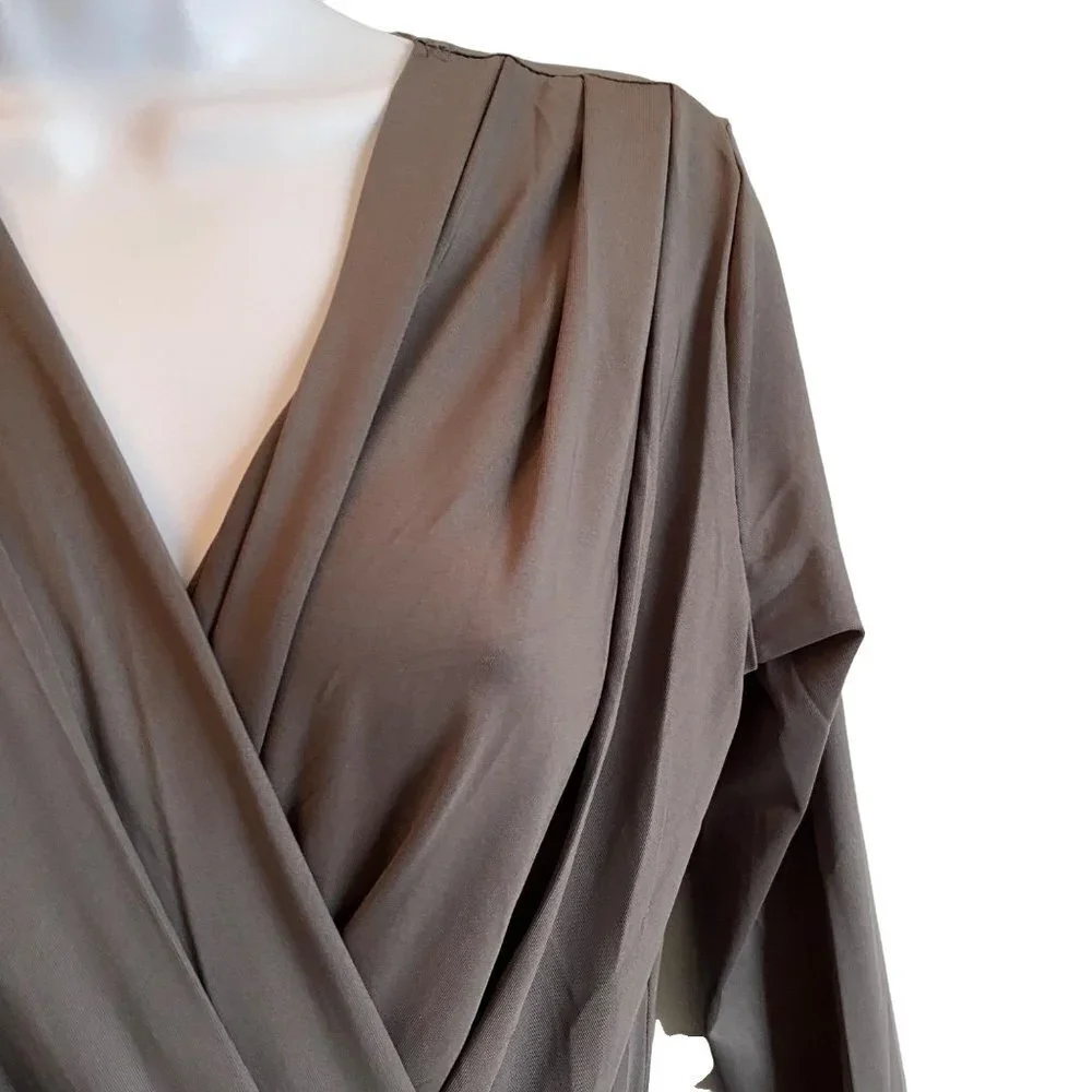Yiduoduo Maxi Grey Dress Long Sleeves with Belt Size Small